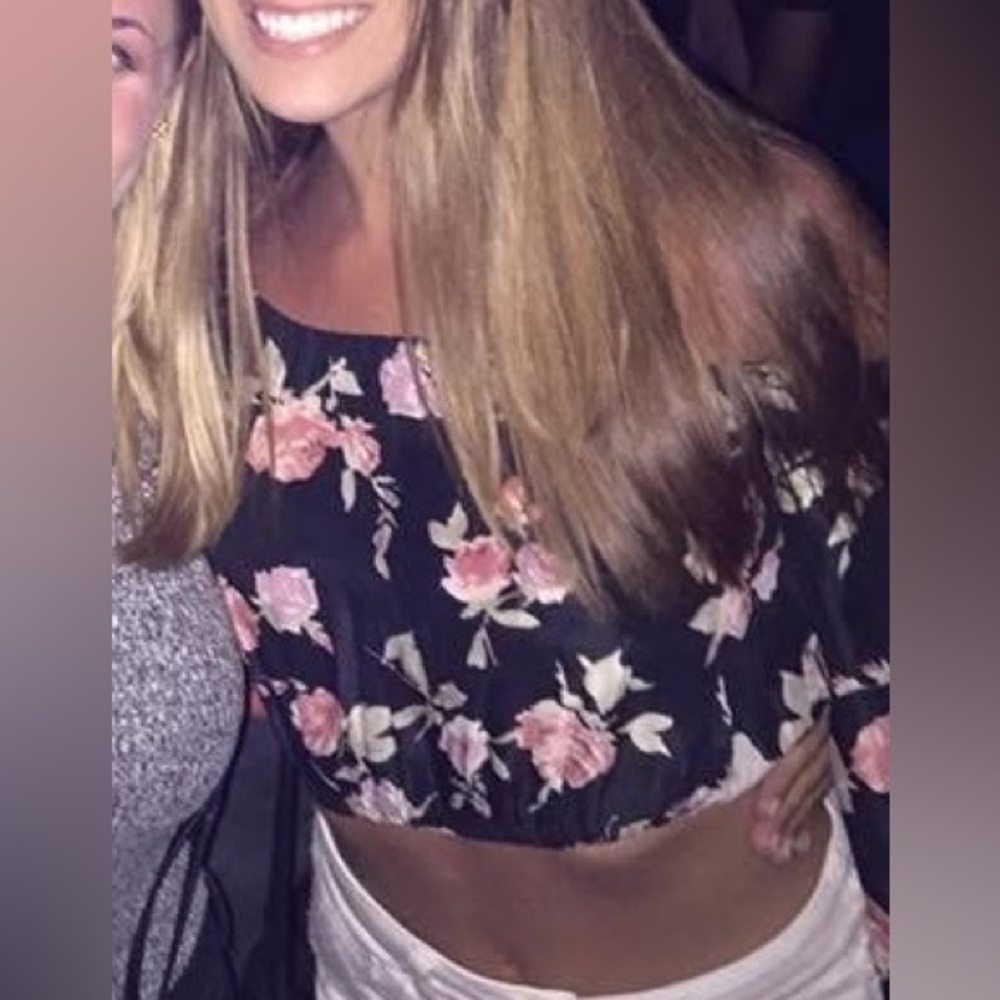 Tobi Floral Off Shoulder Crop Top
